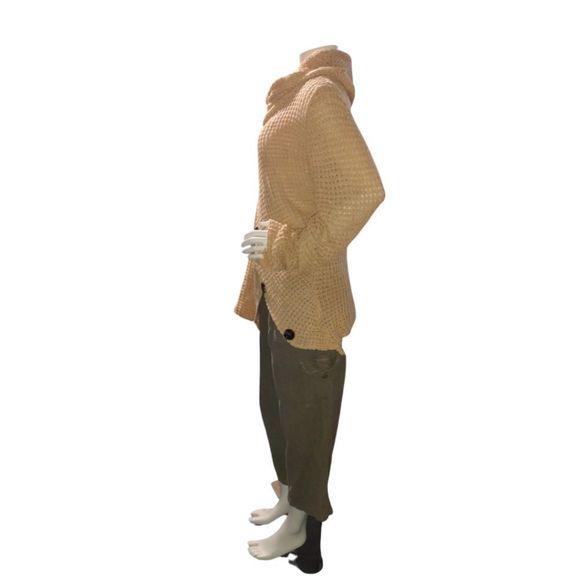 Cowl Neck with Button Detail Long Sleeve Faux Wrap Sweater Cardigan Size Small - Picture 5 of 12